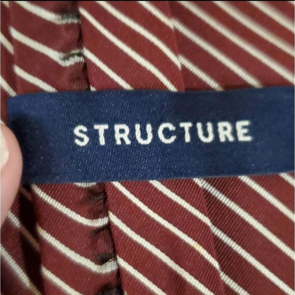 Vintage VTG Structure maroon diagonal striped tie